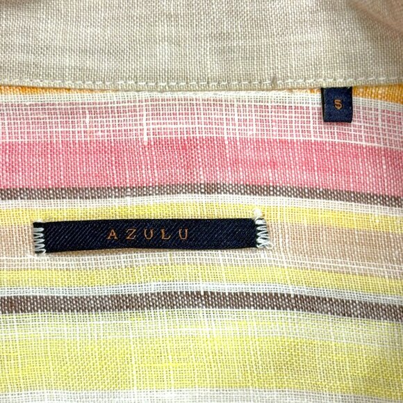 Azulu Multicolor Striped Linen Long Sleeve Button Down Shirt - Picture 2 of 9